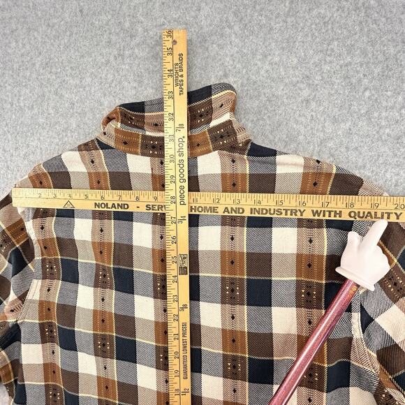 Frye Jacquard Flannel Shirt Men's Size Large Brown Plaid Button Up NEW Read - Picture 13 of 14